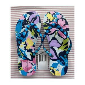 New! Vera Bradley Flip Flops Marian Floral Pattern Size 7-8 Beach Floral swim